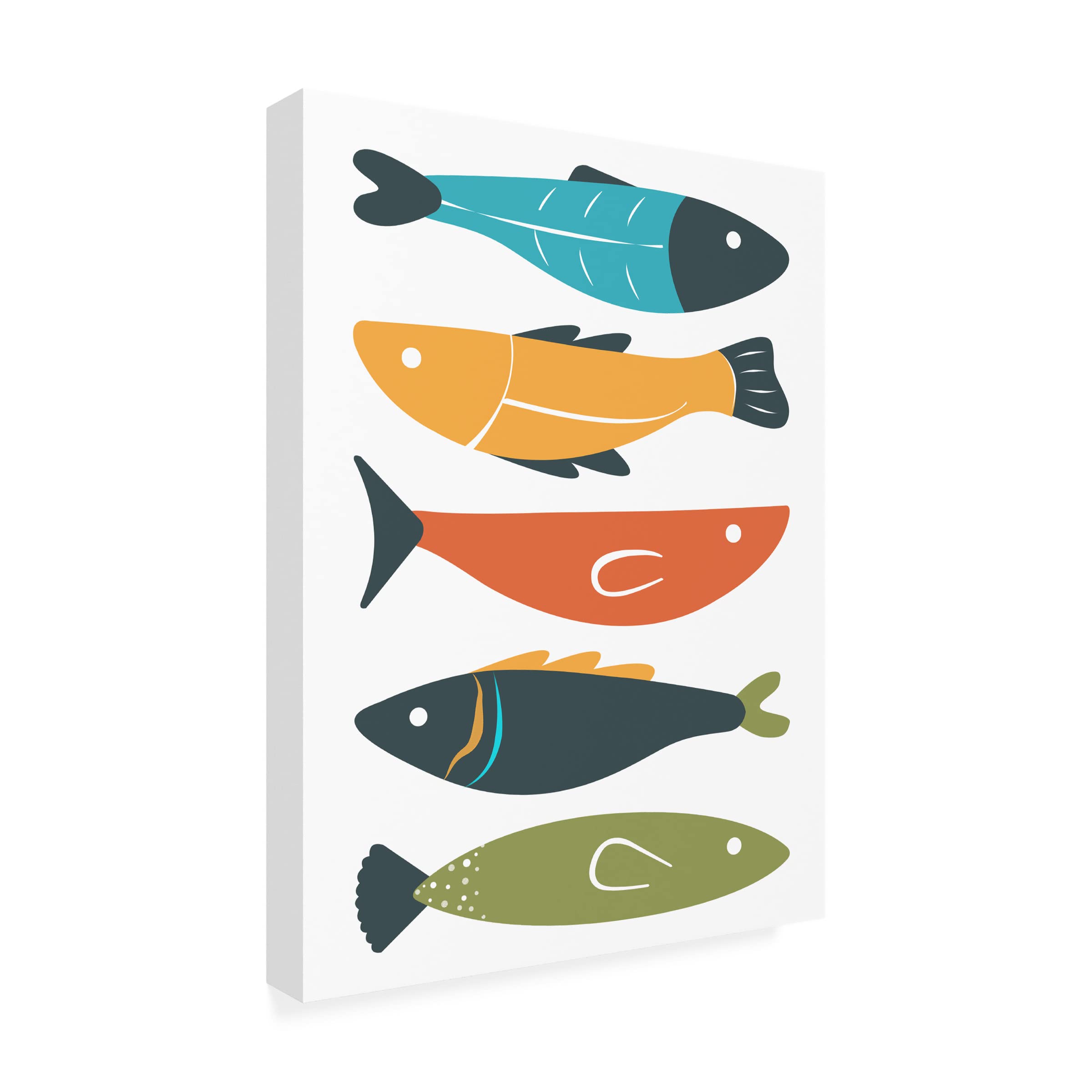 Trademark Fine Art 'Playful Fish' Canvas Wall Art by Ayse - Vibrant Hand-Painted Ocean Themed Decor for Living Room, Bedroom & Office