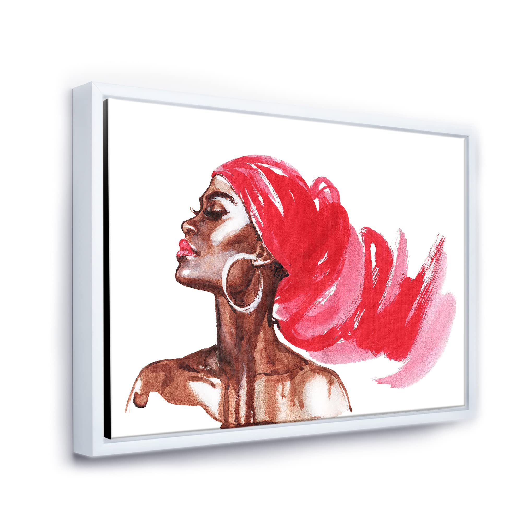 African American Woman Portrait IX - Modern Framed Canvas Wall Art Print for Living Room, Bedroom & Office Decor