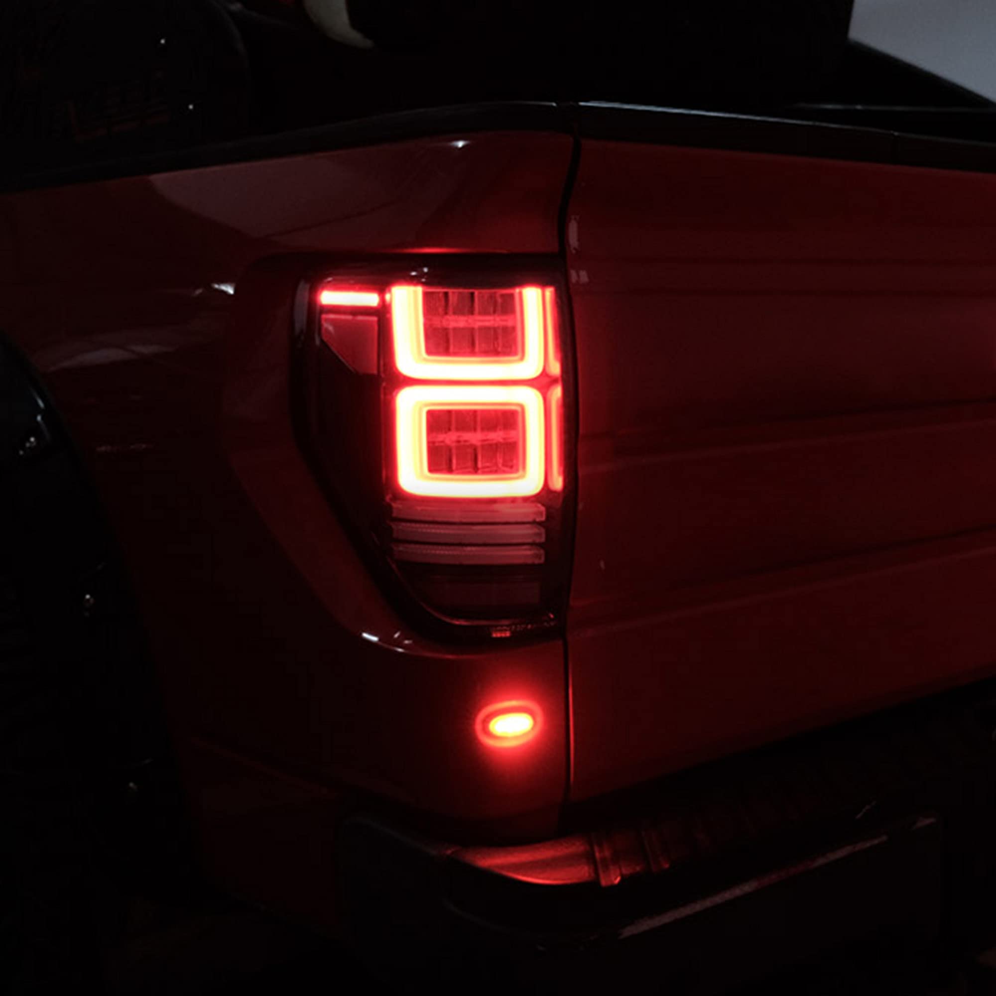 VLAND LED Smoked Taillights for 2009-2014 Ford F150 - Red Turn Signal, Running Lights, Brake Lights & Side Marker with White Reverse Lights (Excludes Flareside Models) | Perfect for Truck Upgrades & Night Driving Safety
