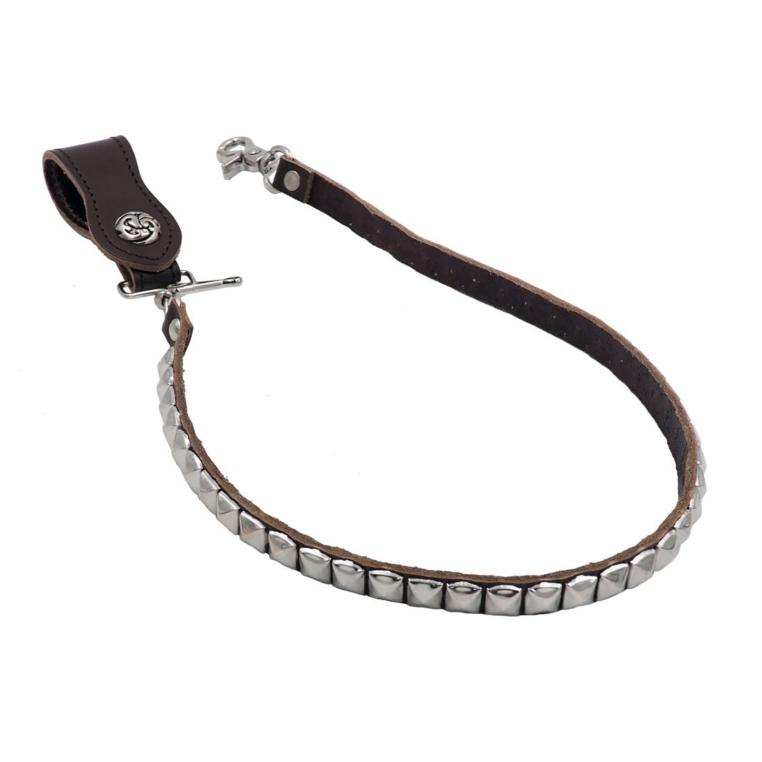 Square Studded Leather Wallet Chain for Bikers & Punk Style - Brown Keychain | Perfect for Motorcycle Enthusiasts & Edgy Fashion Accessories