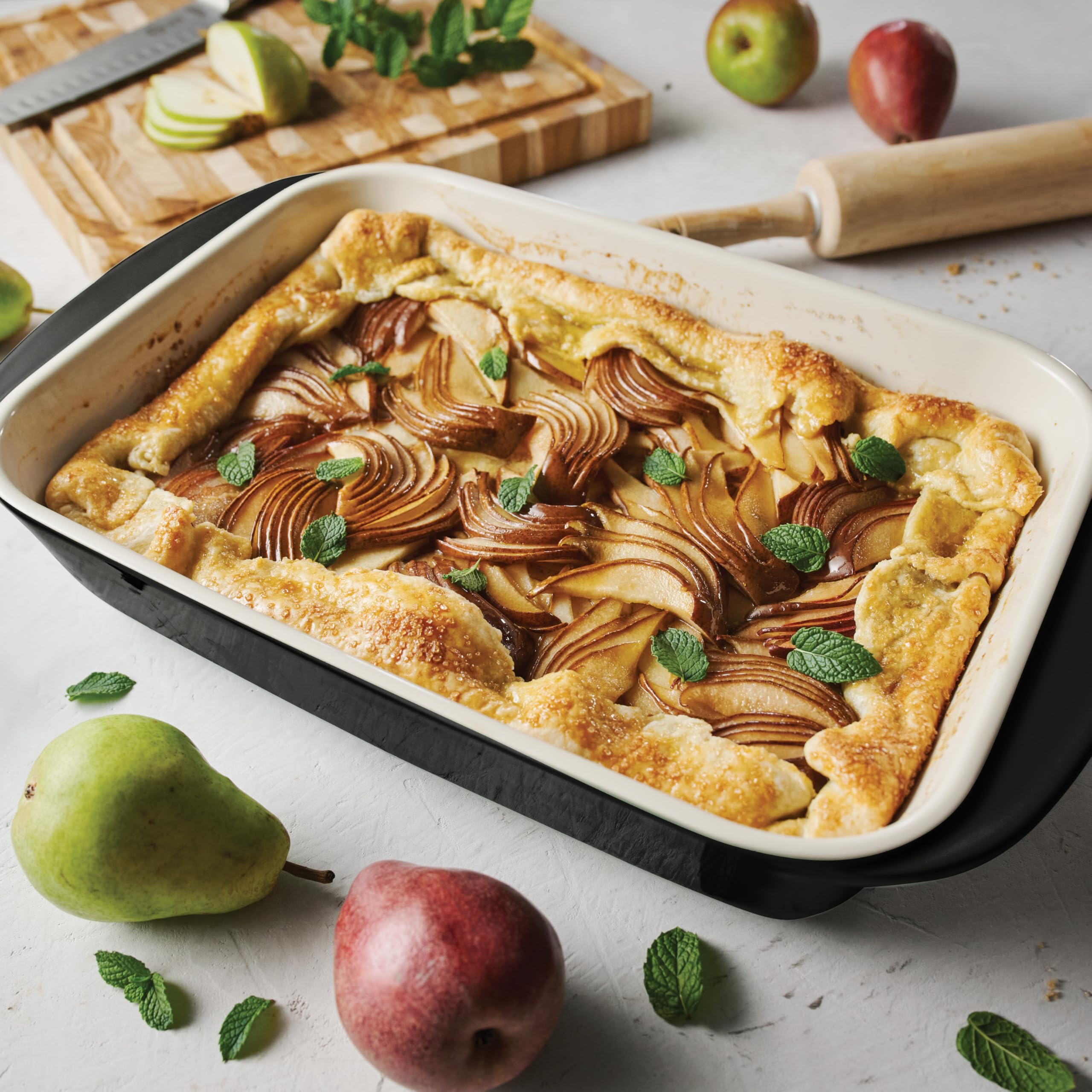Tramontina Mae 3-Piece Ceramic Non-Stick Baking Pan Set - Oven Safe Rectangular Casserole Dish for Lasagna, Cakes, Bread Loaves | Perfect for Holiday Baking, Family Dinners & Meal Prep (Black)