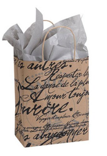Elegant Parisian French Script Medium Shopping Bags 8