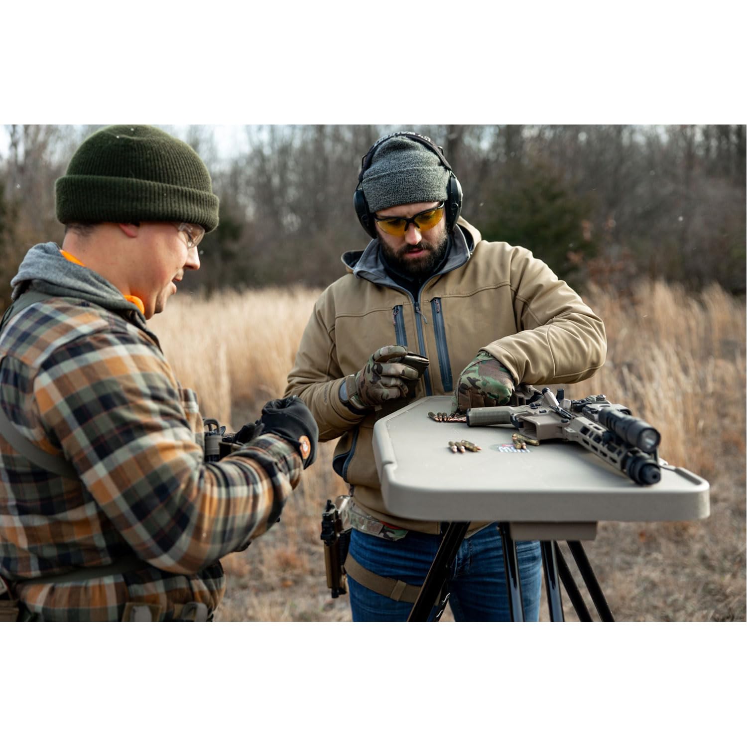 MTM HLST High-Low Shooting Table - Adjustable Height Gun Bench for Precision Shooting - Made in USA - Dark Earth Finish - Perfect for Hunting, Target Practice & Tactical Training