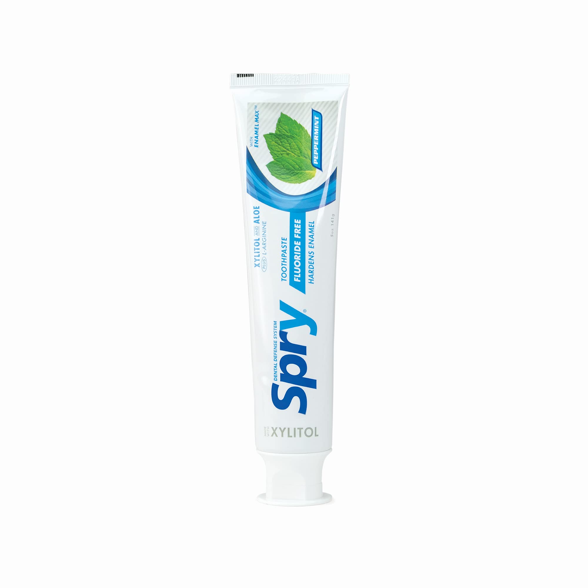 Spry Xylitol Toothpaste 5oz - Fluoride Free Natural Toothpaste for Adults & Kids, Whitening & Breath Freshening with Peppermint (Pack of 6) | Gentle Oral Care for Daily Use & Travel