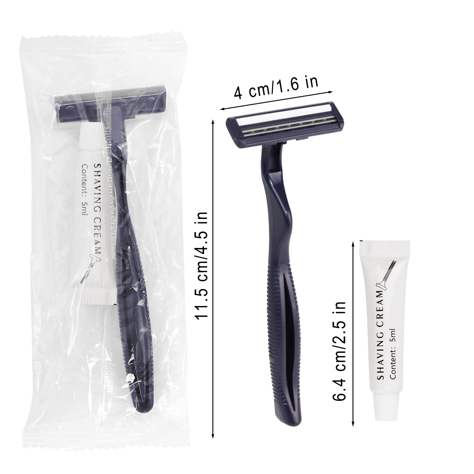 Bulk Disposable Razors with Knife Cap - 60 Individually Packaged Razors with Shaving Cream for Hotels, Shelters & Nursing Homes | Travel, Grooming & Hygiene Essentials