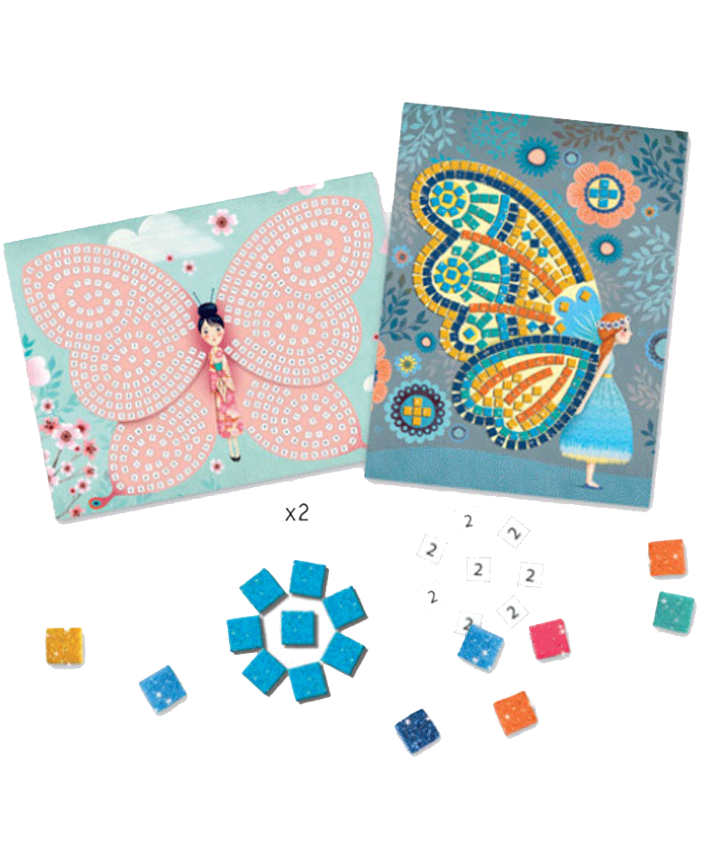 Djeco Butterfly Mosaics Art Kit for Kids - Creative DIY Craft Activity for Home & Classroom Decor, Birthday Gifts, Party Favors