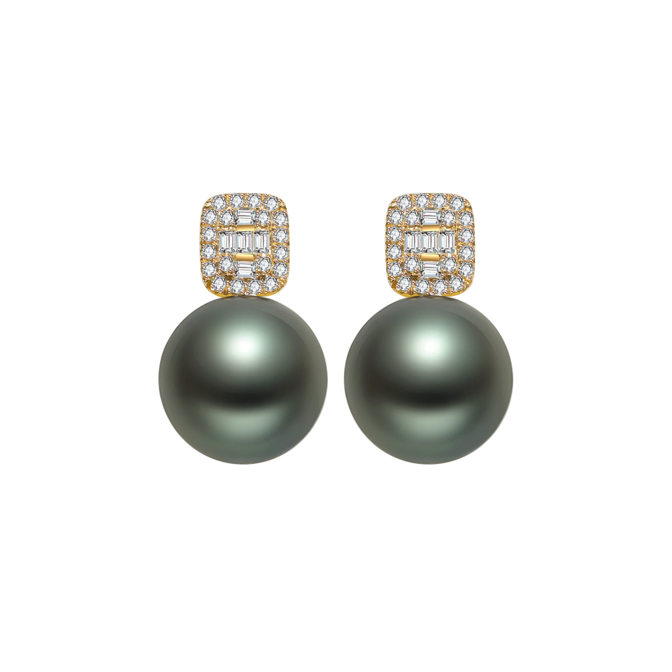 18K Solid Gold Tahitian Pearl Earrings for Women - Luxury Stud Earrings with Black Pearls - Perfect for Weddings, Parties & Special Occasions - KE00028