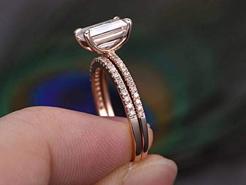 Vintage 2 Carat Moissanite & Diamond Halo Engagement Ring Set in 14K Rose Gold - Perfect for Bridal, Wedding, Anniversary & Proposal Gifts