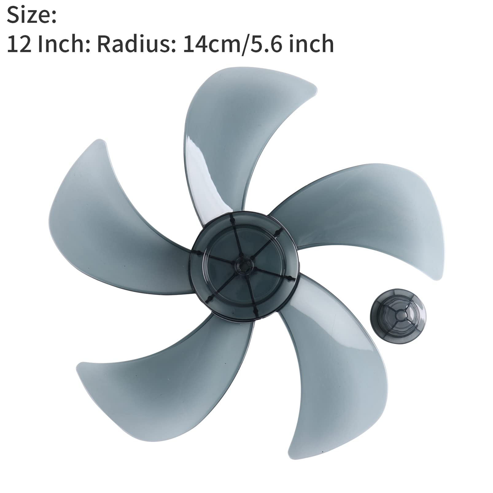 Aislor 12/14 Inch Universal Fan Blade Replacement with Nut Cover - Gray Household Standing Fan Parts for Home, Office, Bedroom & Living Room Cooling