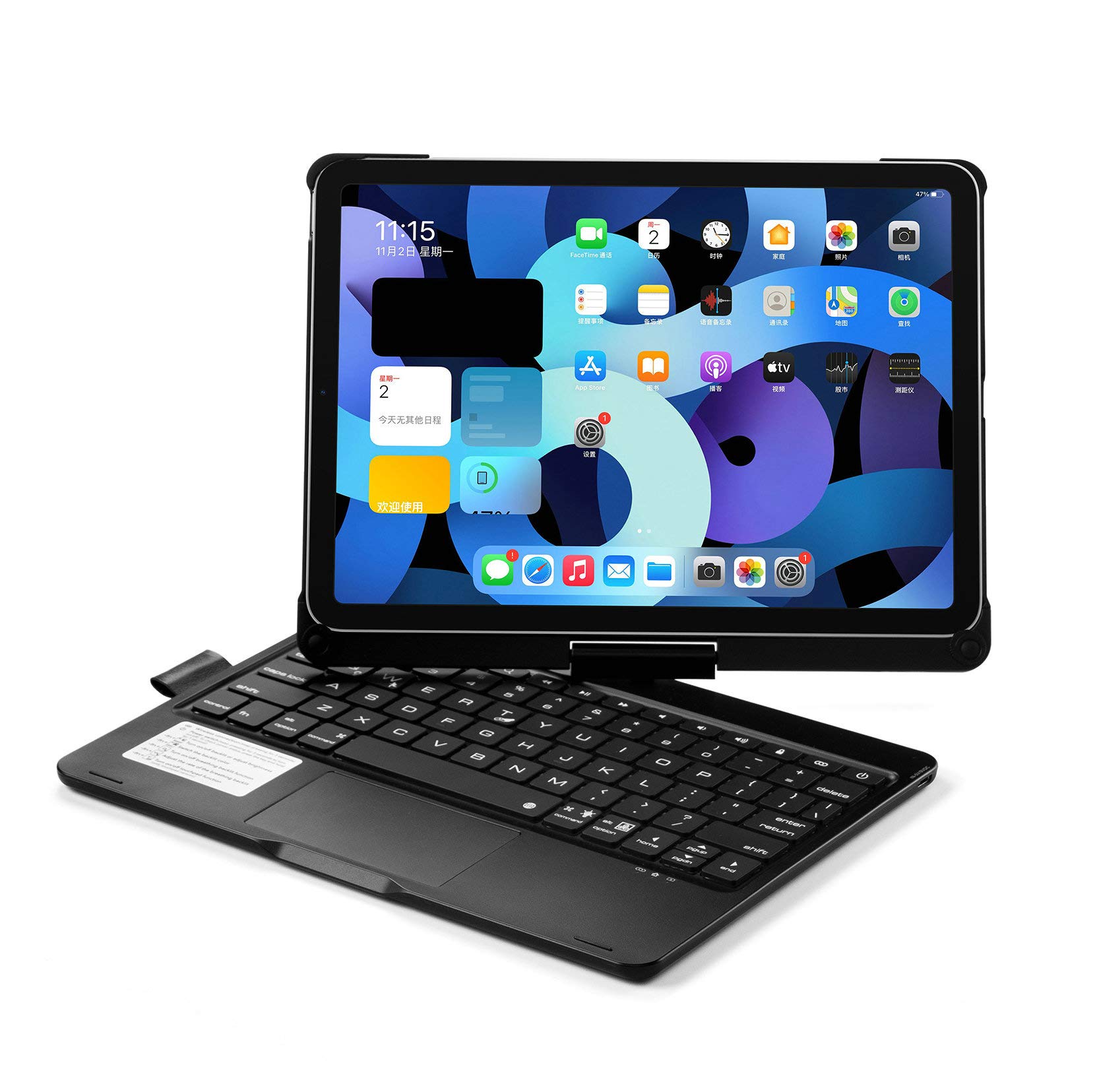 Rotatable Bluetooth Keyboard Case for iPad Air 11 Inch (M3/M2/Air5/Air4) & iPad Pro 11 (2020-2023) - Backlit Touchpad Smart Cover with Apple Pencil Holder | Perfect for Work, Study & Travel (Black)