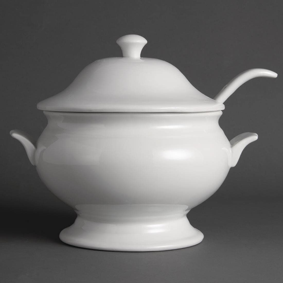 25L (88Oz) Soup Tureen with Lid & Ladle - 227x250mm Large Serving Bowl for Restaurants, Catering & Family Gatherings - Perfect for French Onion Soup, Chili & Stew Serving