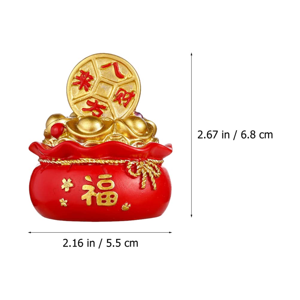 2Pcs Chinese Feng Shui Golden Money Bag Treasure Basin - Lucky Wealth Ingot Decorative Figurine for Home & Office - Attract Prosperity & Good Fortune - Perfect for Desk Decor, Gift Giving & Feng Shui Arrangements