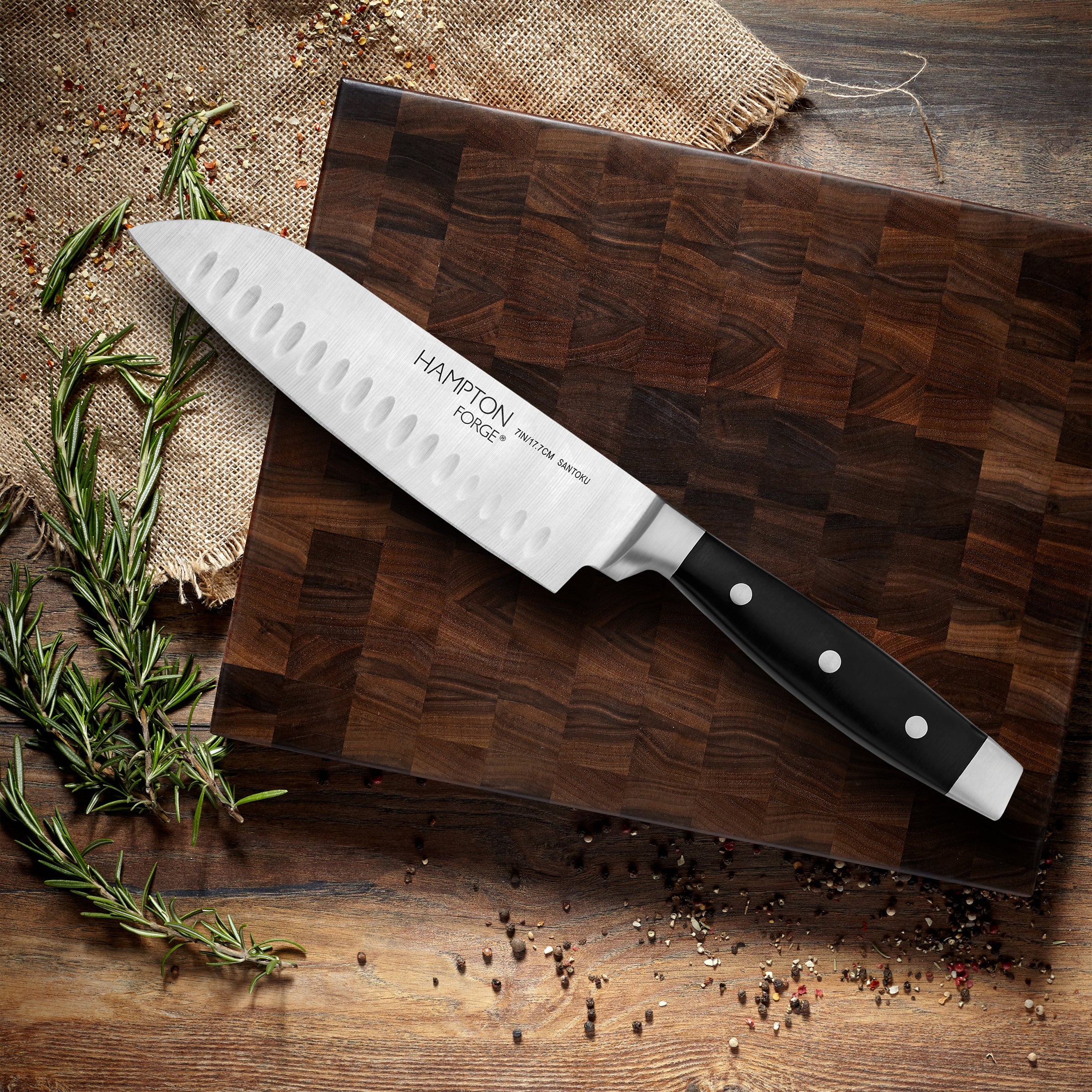 Premium Continental 7-Inch Santoku Knife with Protective Blade Guard - Perfect for Slicing, Dicing & Chopping Vegetables, Fruits & Meat in Professional & Home Kitchens