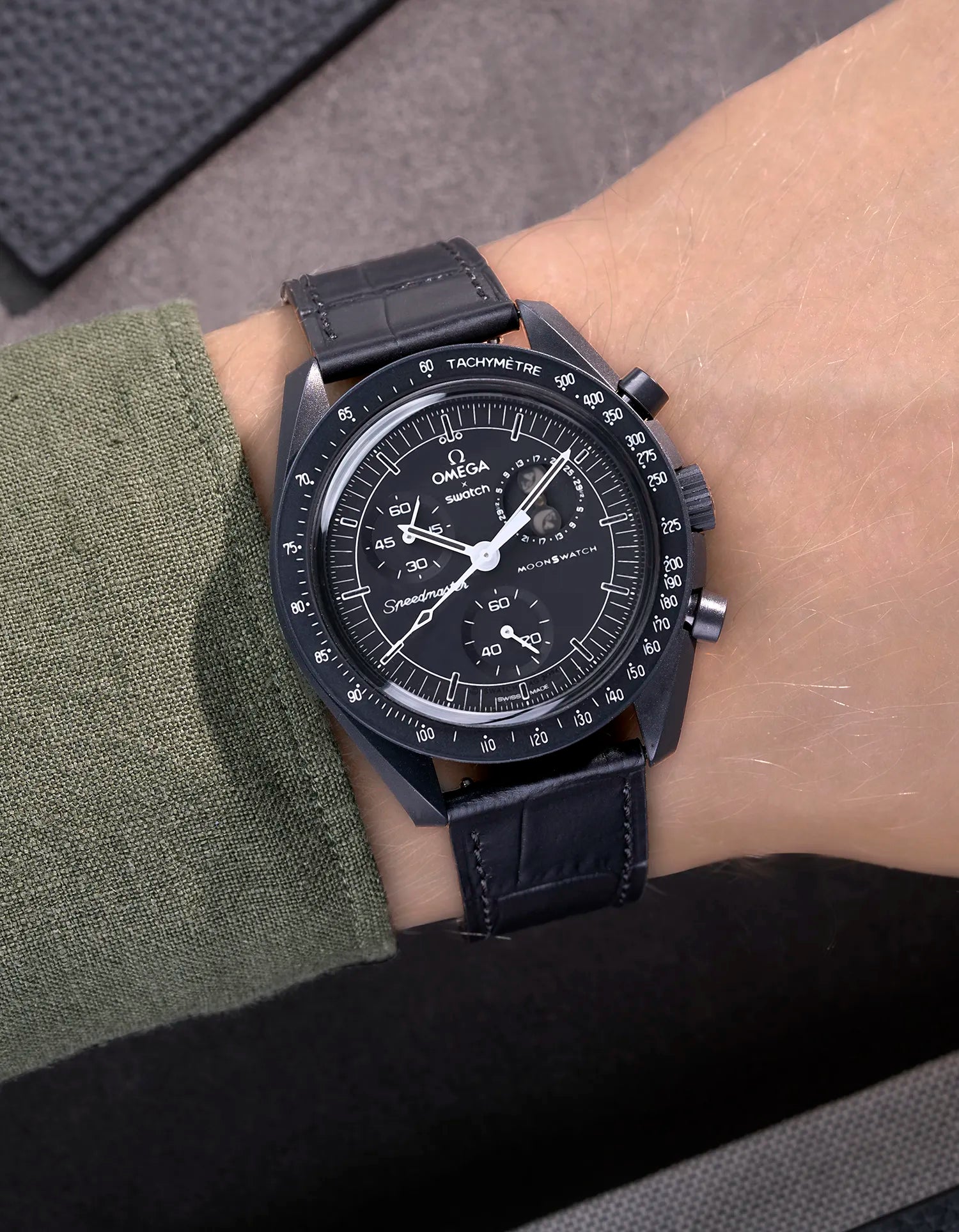 Omega X Swatch Mission to the Moonphase Leather Watch Straps - Premium Replacement Band for Moonphase New Moon Watches - Perfect for Casual, Dressy & Everyday Wear