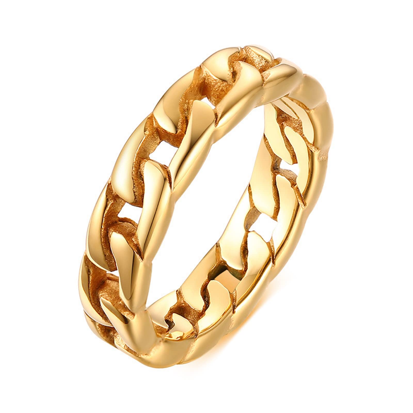 Dsnyu Stacking Band Statement Rings for Women - Stainless Steel Cuban Link Chunky Rings Set - Perfect for Layering, Everyday Wear & Special Occasions