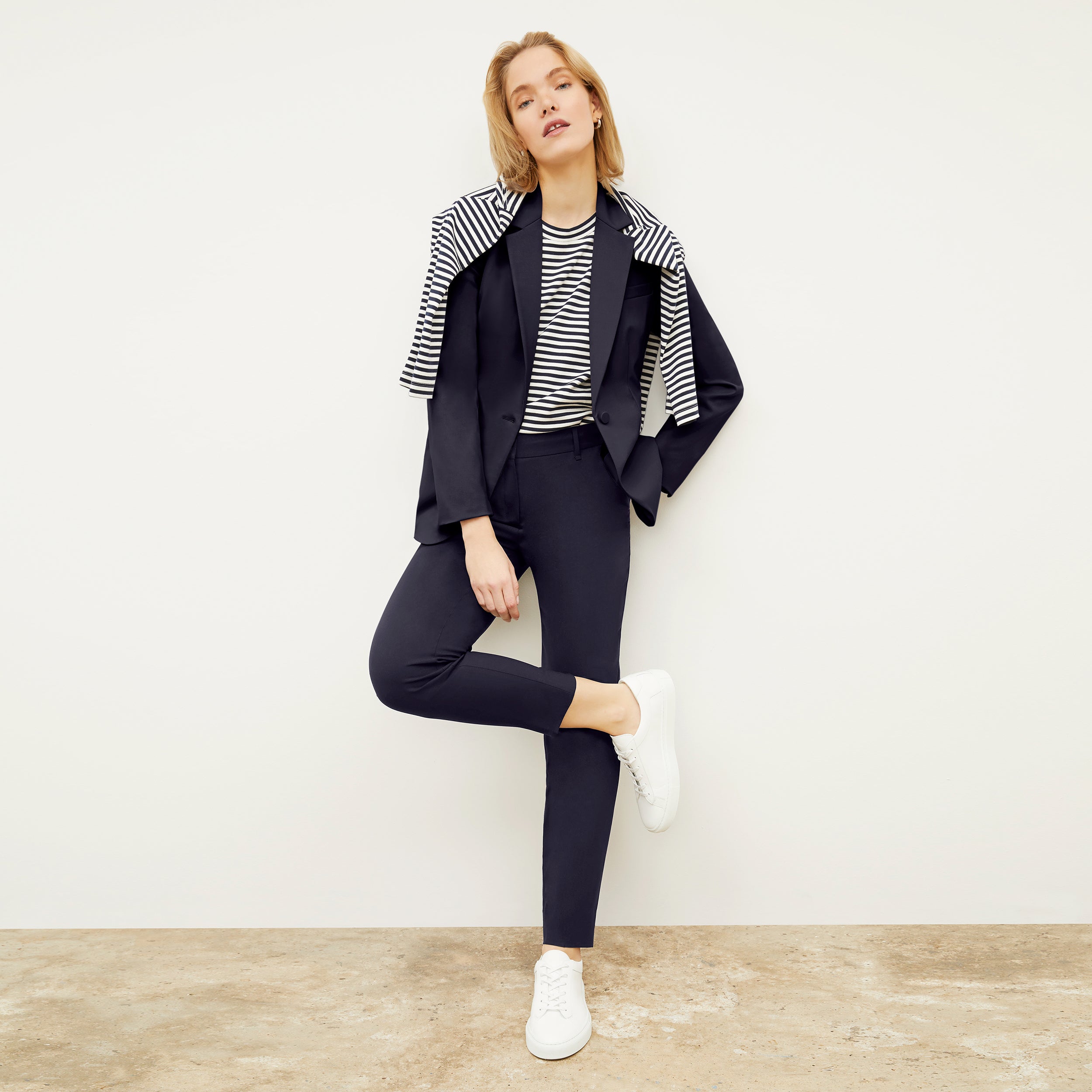 Premium Washable Wool Twill Mejia Pants - Dark Navy | Comfortable & Durable Office Wear & Travel Essentials
