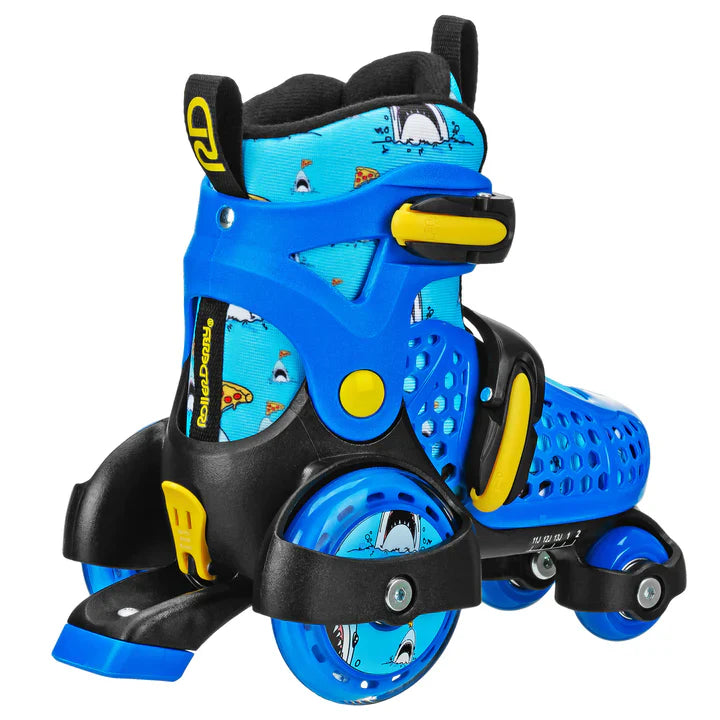 RDS Fun Roll Pizza Shark Adjustable Roller Skates for Kids & Adults - Outdoor & Indoor Skating, Birthday Gifts, Family Fun Activities