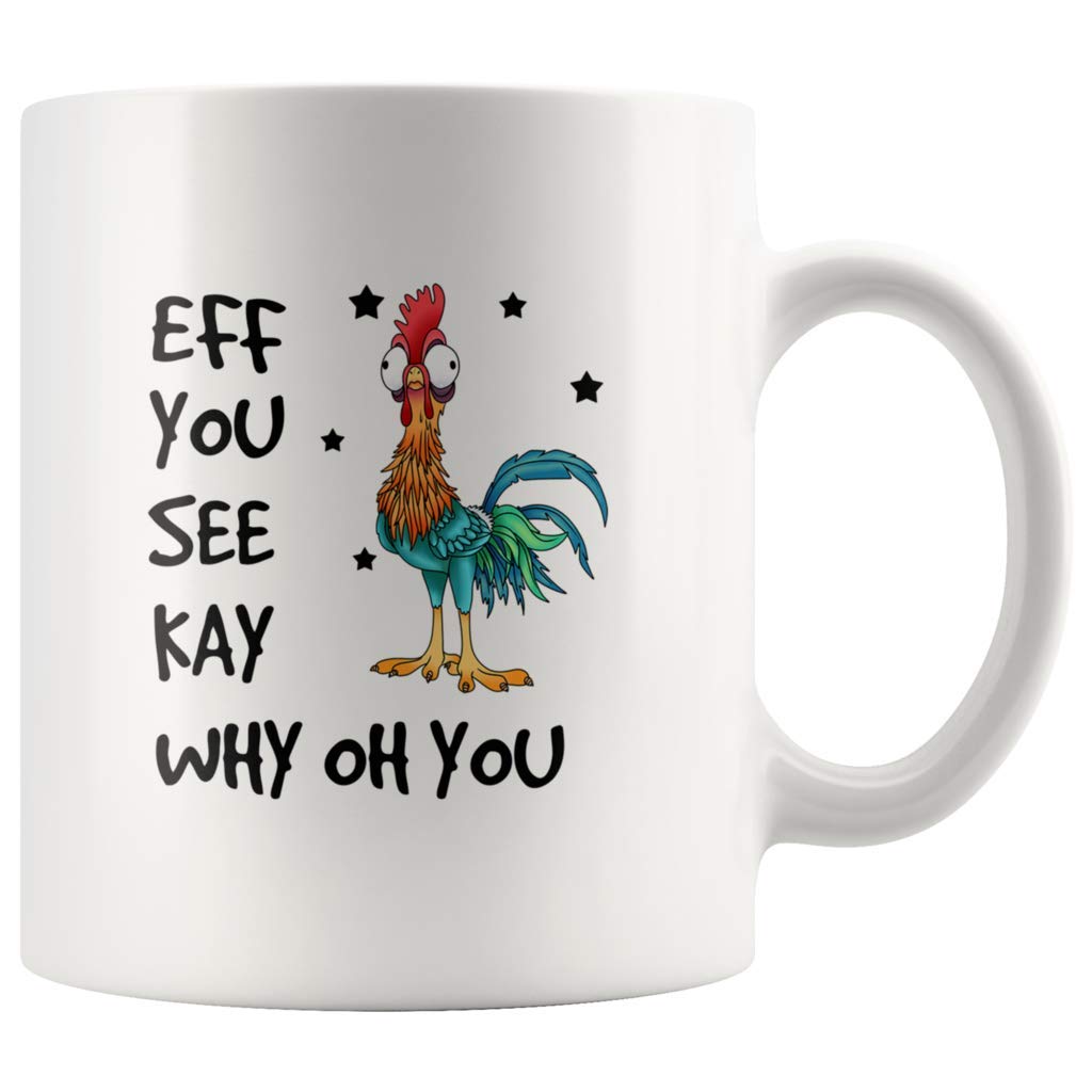 Funny Chicken Mug - Eff You See Kay Why Oh You Coffee Cup - 11-15 Oz Ceramic Changing Mug - Perfect Gift for Friends & Coworkers on Birthday, Halloween, Christmas - Great for Office, Home & Coffee Lovers