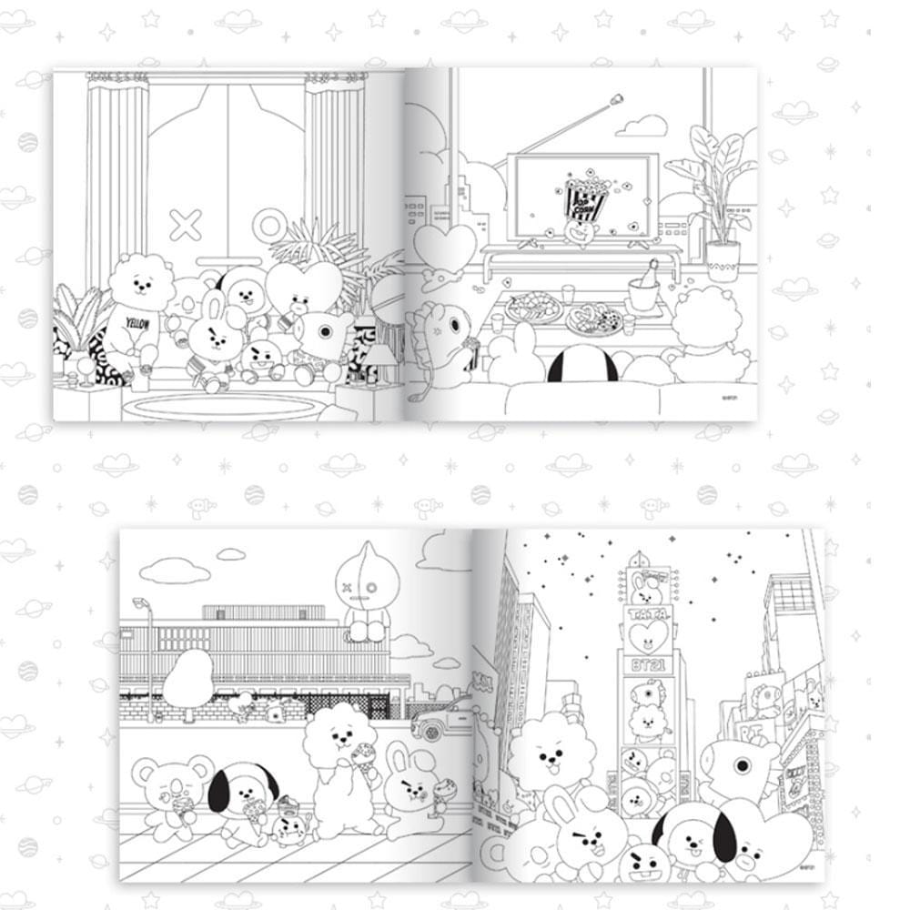 BT21 Coloring Book for Kids & Adults - Creative Art Therapy & Stress Relief | Perfect for Home, School & Travel Activities