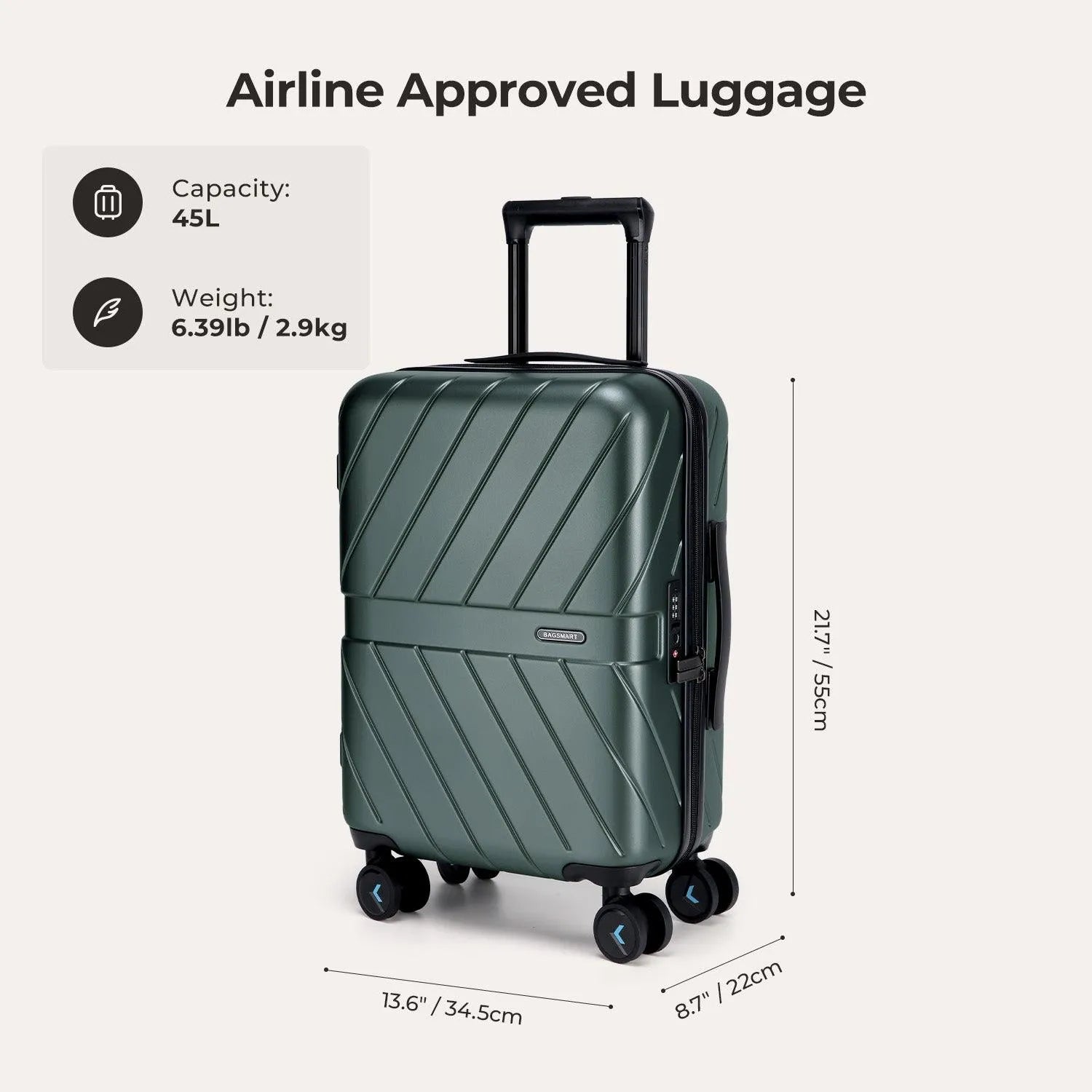 Daren 16-20 Inch Lightweight Hardside Carry On Luggage - Perfect for Air Travel, Business Trips & Weekend Getaways