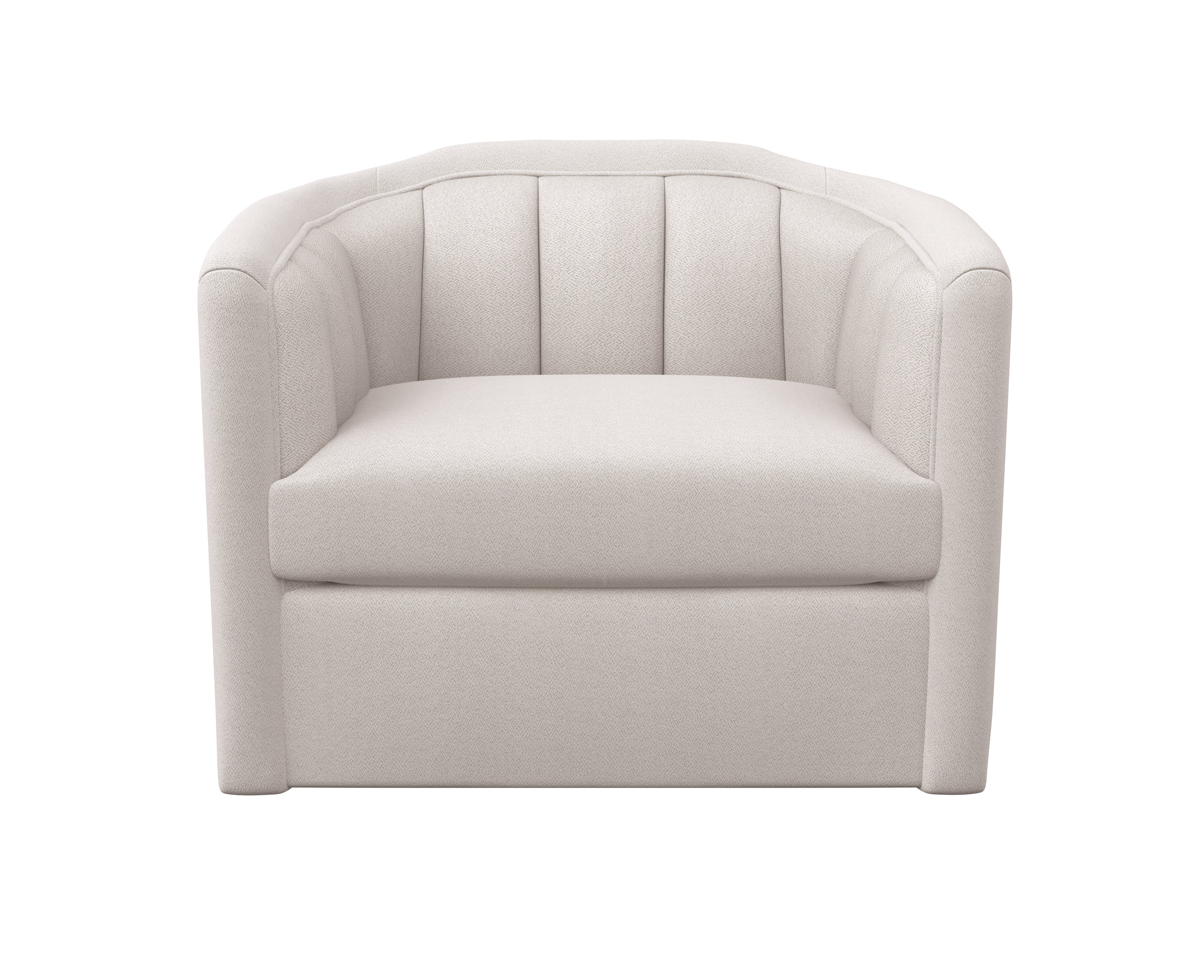 Birrit Swivel Armchair - Alaska Greige Upholstered Accent Chair for Living Room, Bedroom, or Office - 360-Degree Rotating Modern Lounge Chair with Comfortable Cushion