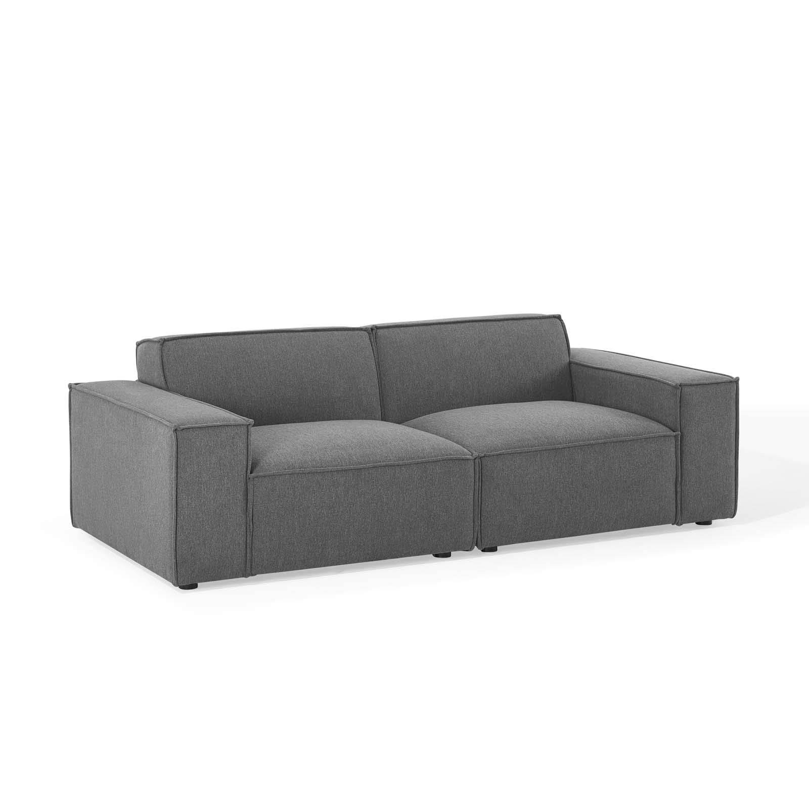 Modway EEI-4111-CHA Restore 2-Piece Sectional Sofa in Charcoal - Modern L-Shaped Couch for Living Room, Lounge & Small Spaces