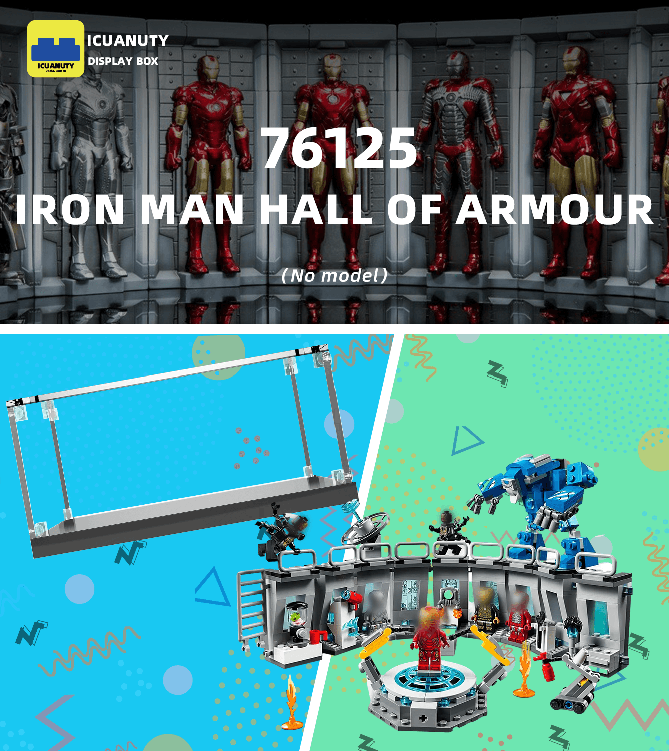 Lego Marvel Iron Man Hall of Armour 76125 Display Case - Premium Acrylic Showcase for Collectible Minifigures | Perfect for Home Decor, Office Display & Gift Giving