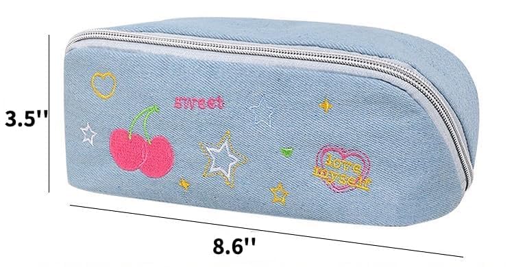 WavePeak Large Capacity Pencil Case & Makeup Pouch Set - 2 Pack Dark Blue Organizer for School, Office, Travel (Perfect for Students, Women & Professionals)
