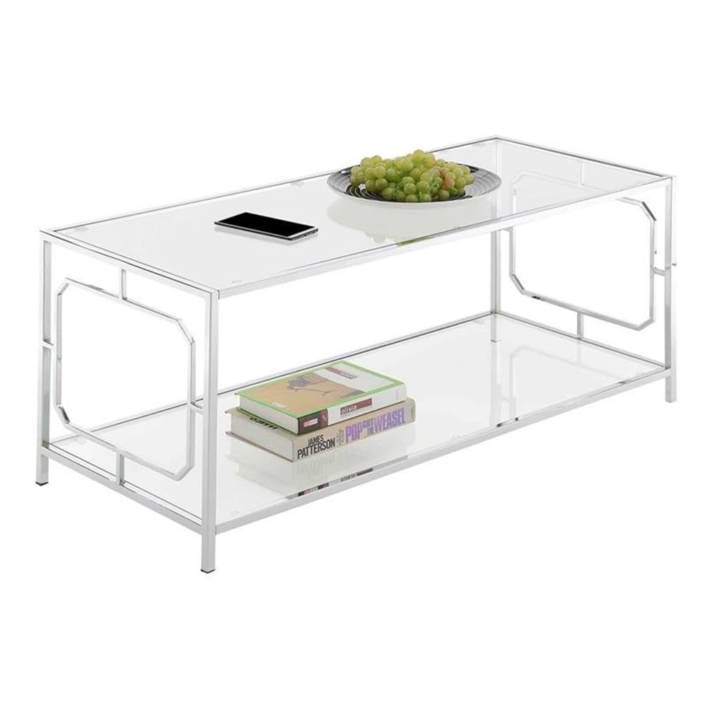 Modern Glass Coffee Table with Chrome Frame - Sleek & Stylish Living Room Centerpiece for Home Decor