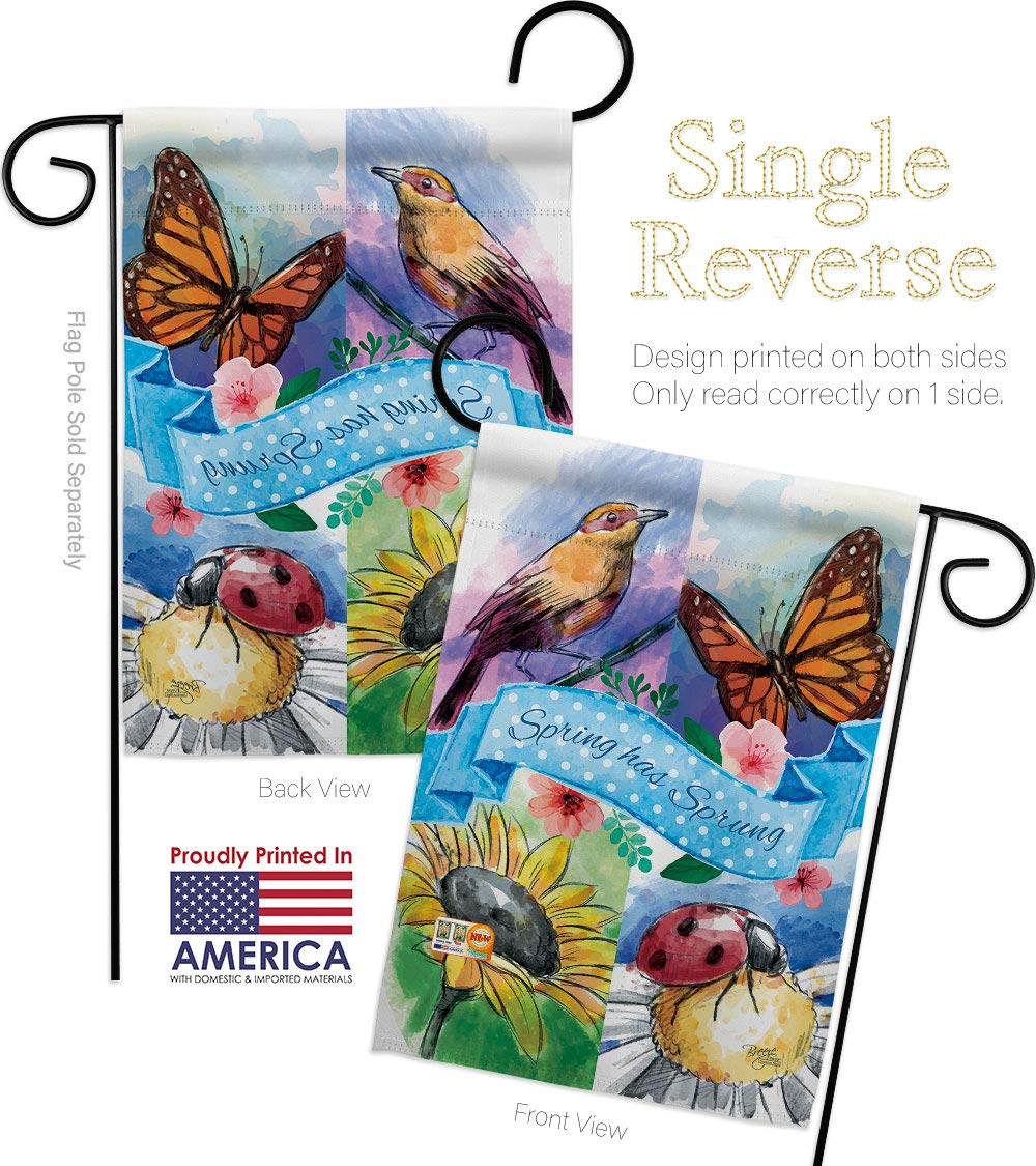 Floral Garden Flag Set with Metal Pole - Spring Decor for Outdoor Yard