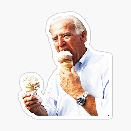 Joe Biden Eating Ice Cream Sticker - Funny Political Decal for Cars, Laptops, Windows & Walls - Waterproof Vinyl Sticker for Trucks, Bumpers, Phones - Perfect for Political Humor Fans & Biden Supporters