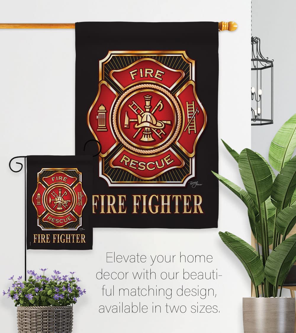 Firefighter Garden Flag Set with Stand - Red Line Hero Support for Yard & Home Decor
