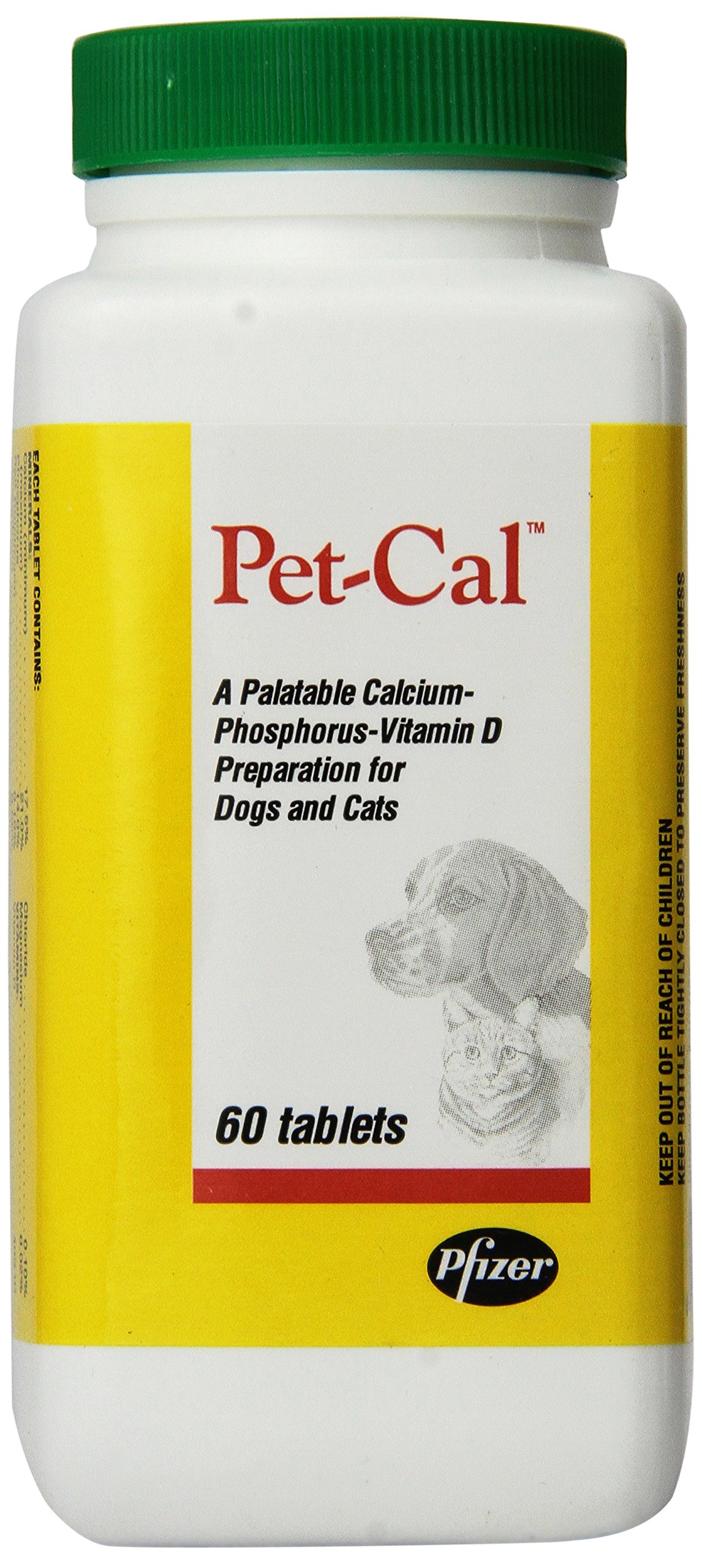 Zoetis Pet Cal Tablets 60 Count - Dog & Cat Calcium Supplement for Strong Bones & Teeth - Supports Puppies, Kittens, Pregnant & Nursing Pets - Perfect for Growing Pets & Recovery After Surgery