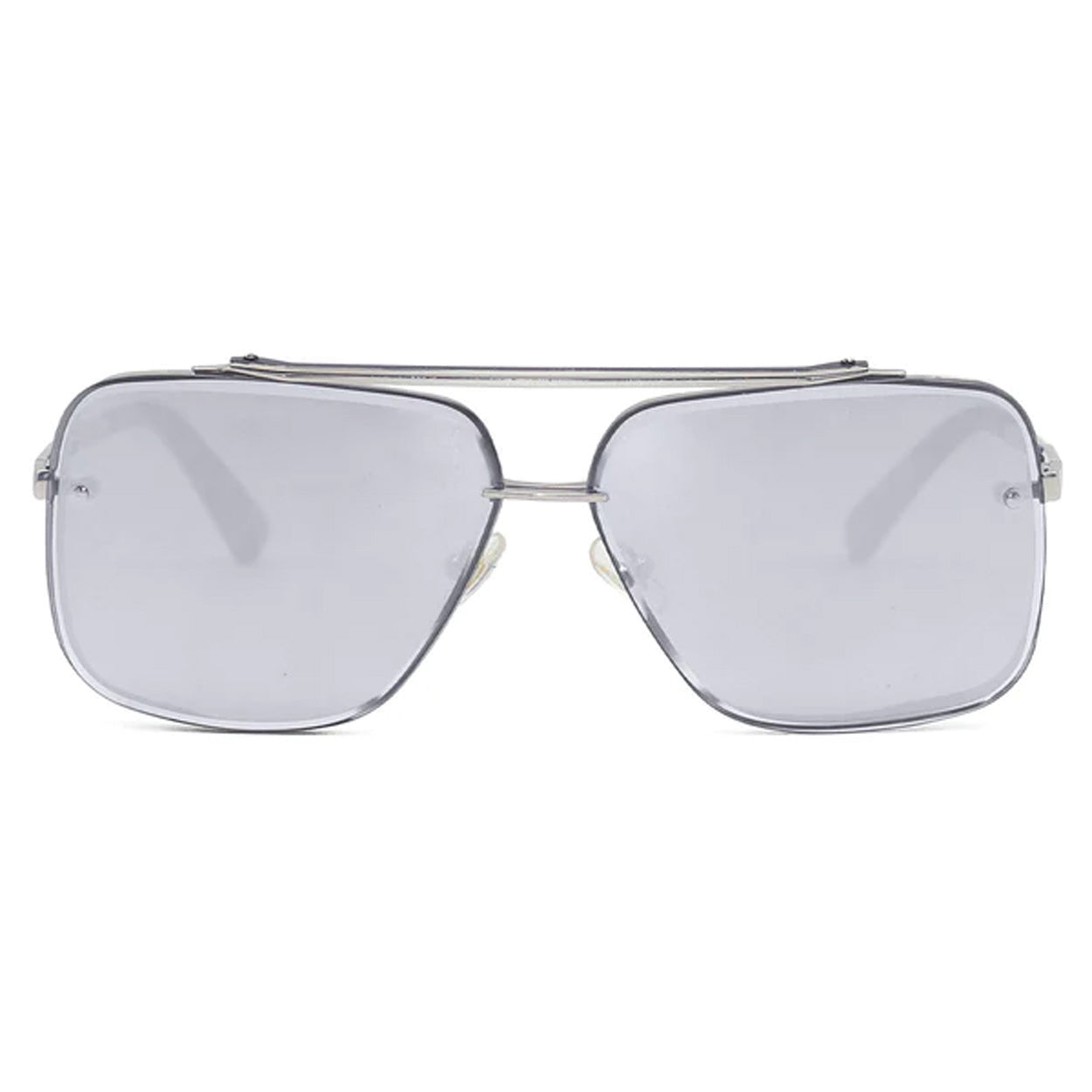 Bella Chrome Silver Oversized Square Aviator Sunglasses - Trendy UV Protection Shades for Women & Men, Perfect for Driving, Beach, and Outdoor Activities
