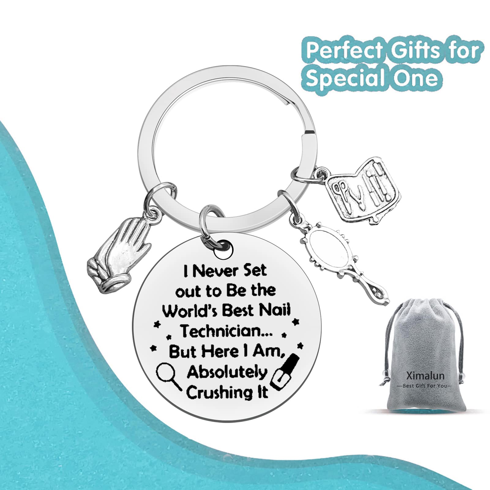 Ximalun Nail Tech Keychain - Perfect Manicurist Graduation Gift for Women, Beautician & Nail Stylist - Ideal Christmas & Birthday Present for Nail Technicians | Great for Salon Appreciation, Co-worker Recognition & Beauty School Graduates