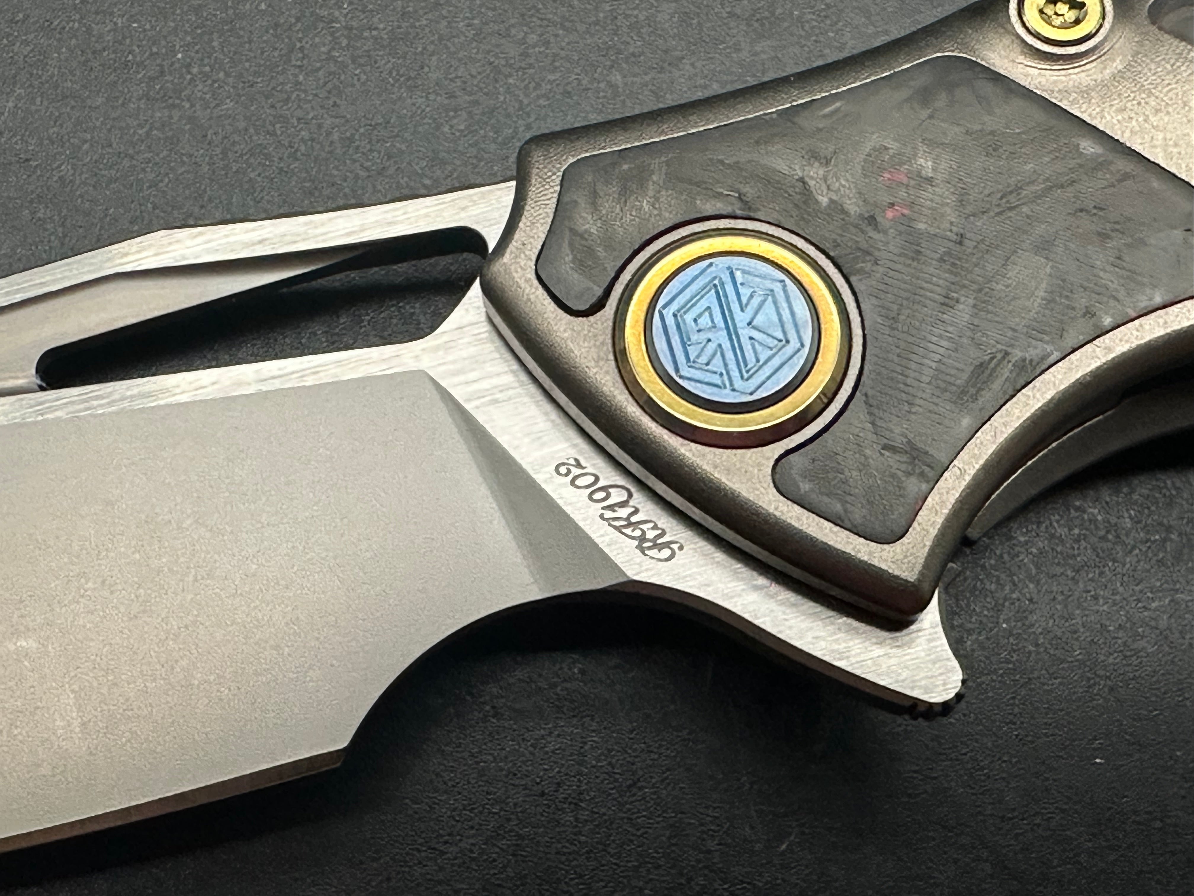 Rike Knife 1902 RCF - Titanium Frame & Red Carbon Fiber Scales with M390 Blade - Premium EDC Folding Knife for Outdoor, Camping, and Survival