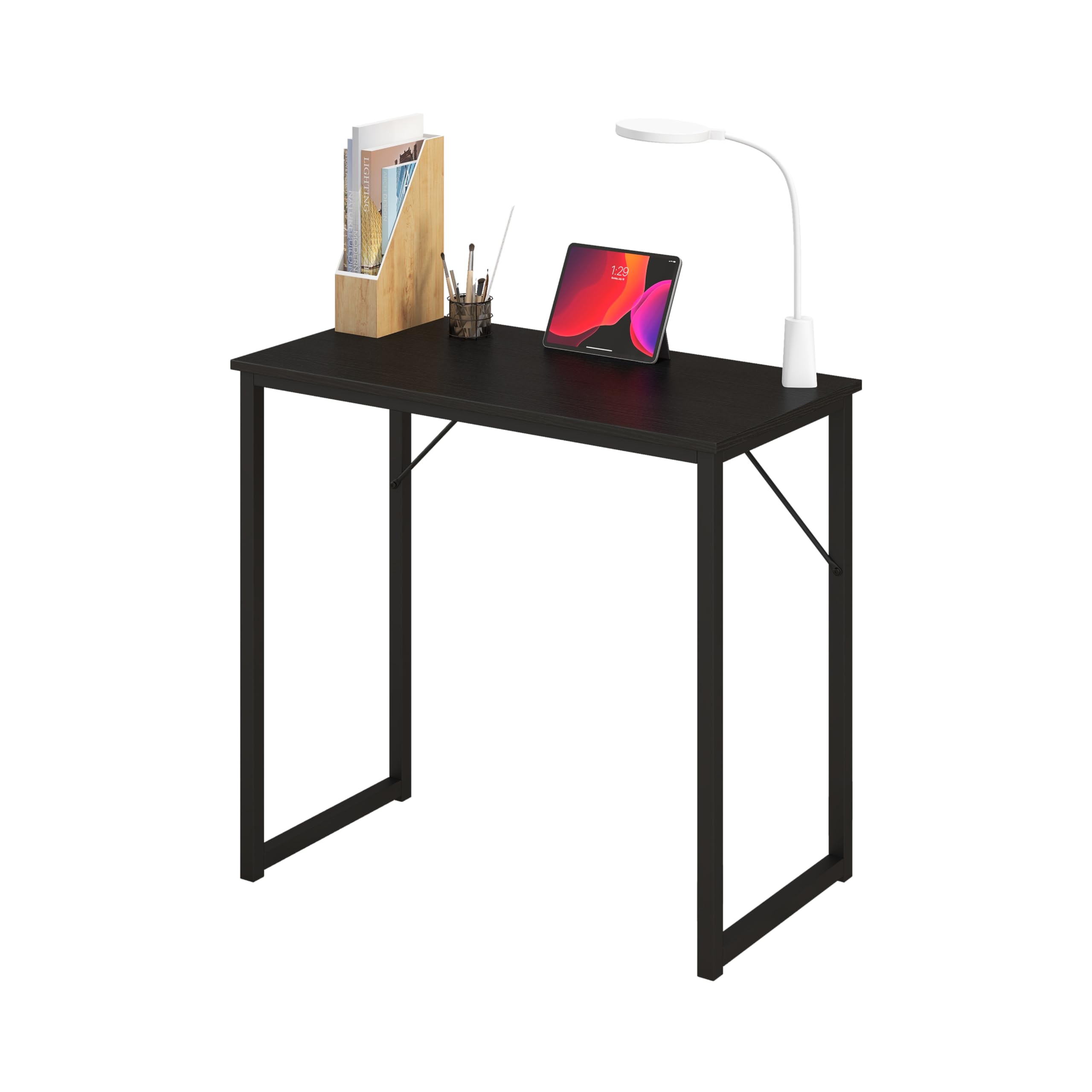 32 Inch Computer Desk for Home Office - Small Study Desk with Laptop Stand, Black Workstation for Bedroom, Gaming & Dining | Compact Space-Saving Design for Small Rooms & Apartments