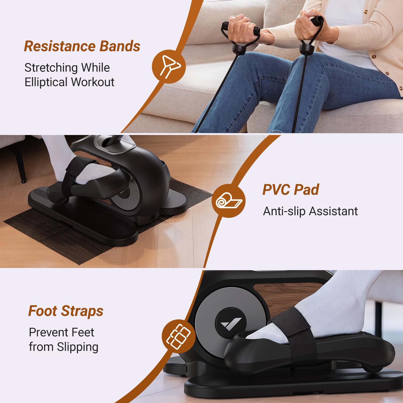MERACH Under Desk Elliptical Machine - Quiet Electric Pedal Exerciser with Remote Control & 12 Speed Levels, Portable Leg Exercise Equipment for Home & Office Use - Perfect for Seniors, Workouts While Sitting, and Active Lifestyle