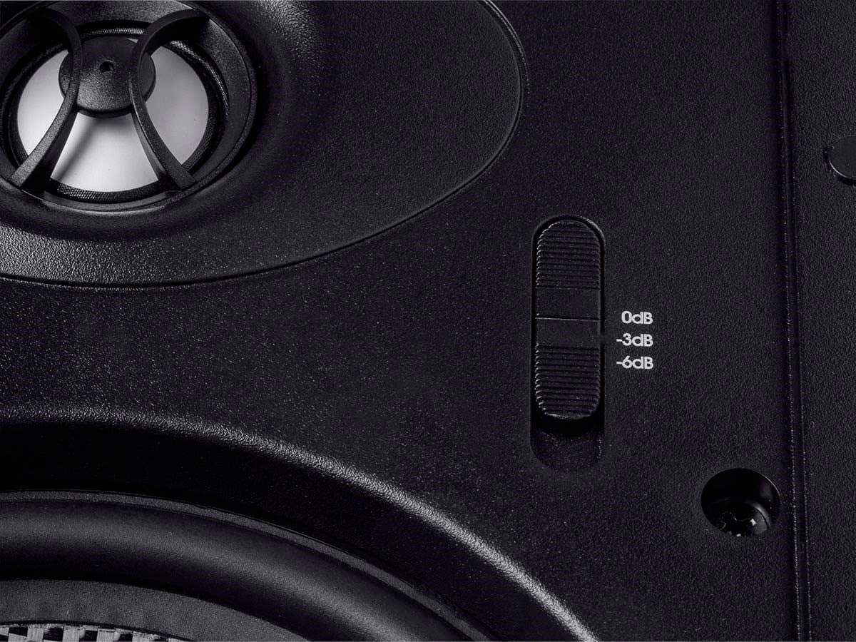 Monoprice Alpha Series 6.5 Inch 2-Way Carbon Fiber In-Wall Speakers (Pair) with Paintable Magnetic Grille - Black - Perfect for Home Theater and Surround Sound Systems