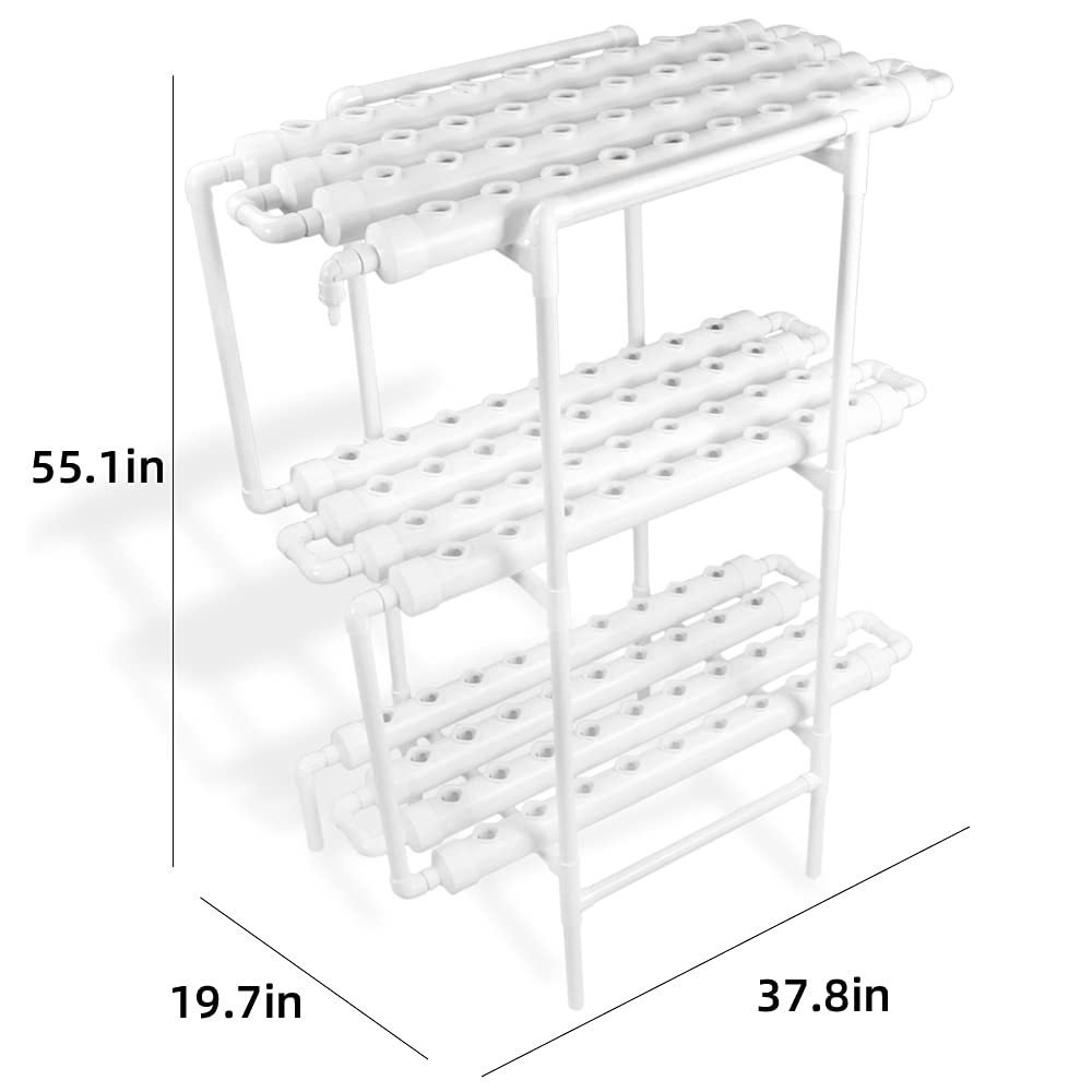 **Hydroponic Growing System NFT with Timer Control - 108 Planting Holes PVC Pipe, Square Net Pot & Sponge for Indoor Gardening - Grow Fresh Salad, Vegetables & Herbs Easily at Home**
