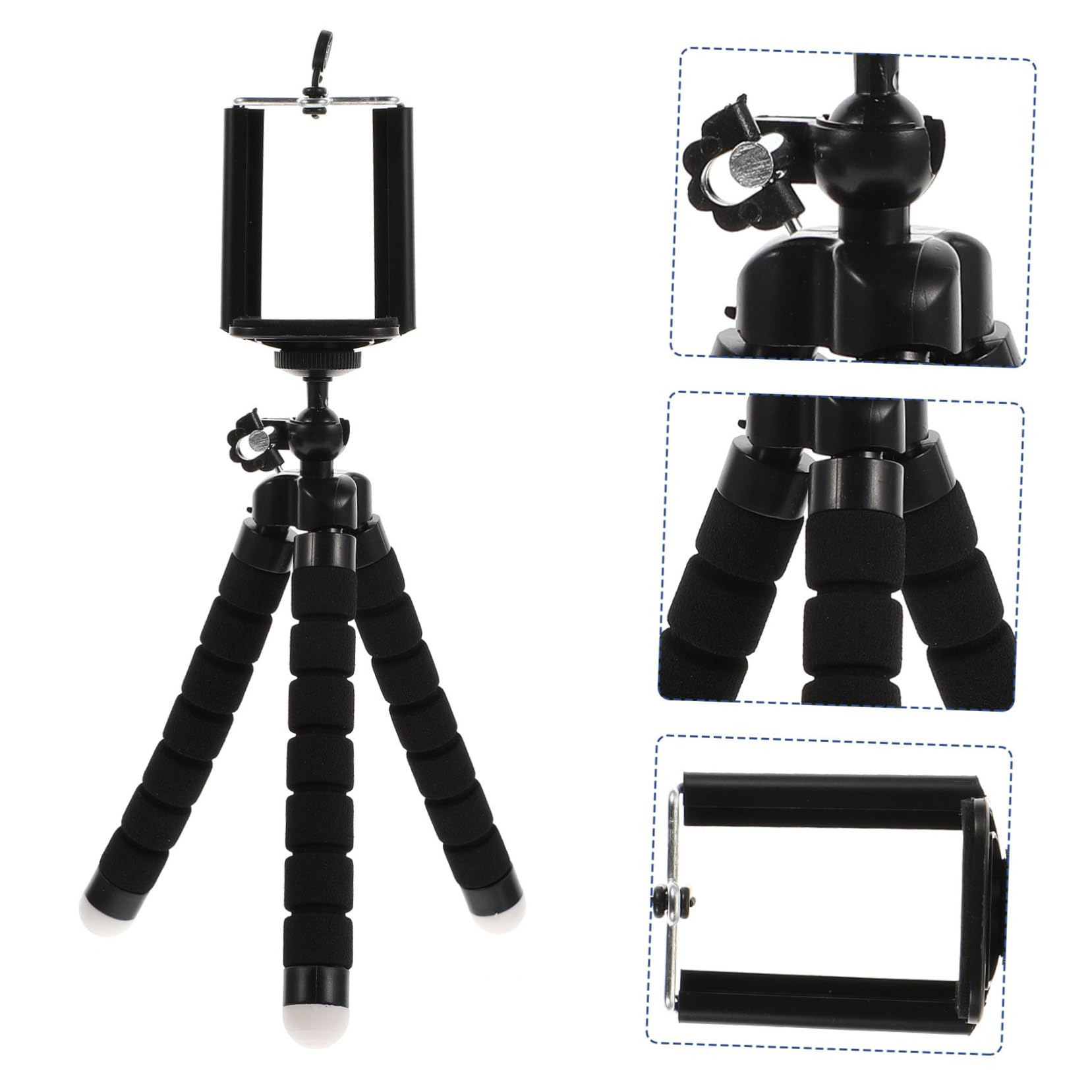 **Mikikit Adjustable Stainless Steel Phone Stand & Tripod - Lightweight Portable Desk Mount for Smartphones, Cameras, Tablets - Perfect for Video Calls, Live Streaming, Photography & Office Use**