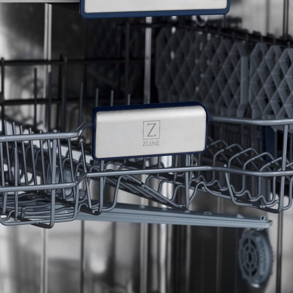 ZLINE Autograph Edition 24-inch 3rd Rack Top Control Tall Tub Dishwasher - Stainless Steel with Matte Black Handle, 51dBa Ultra Quiet (DWVZ 304 24 MB) - Perfect for Modern Kitchens and Open-Concept Homes
