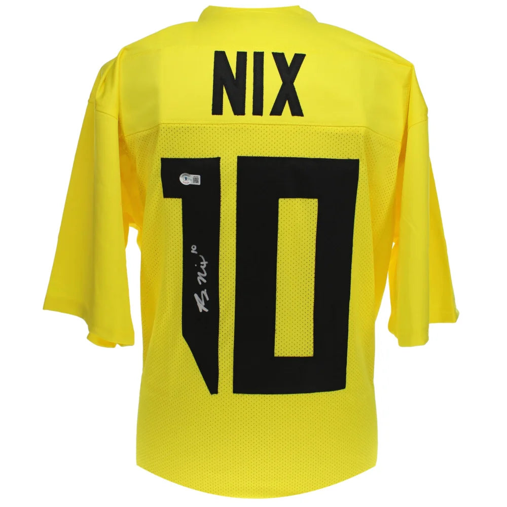 Bo Nix Autographed Oregon Ducks Yellow Alternate Jersey - BAS COA Certified - Signed Broncos Memorabilia - Perfect for Collectors, Fans, and Sports Enthusiasts