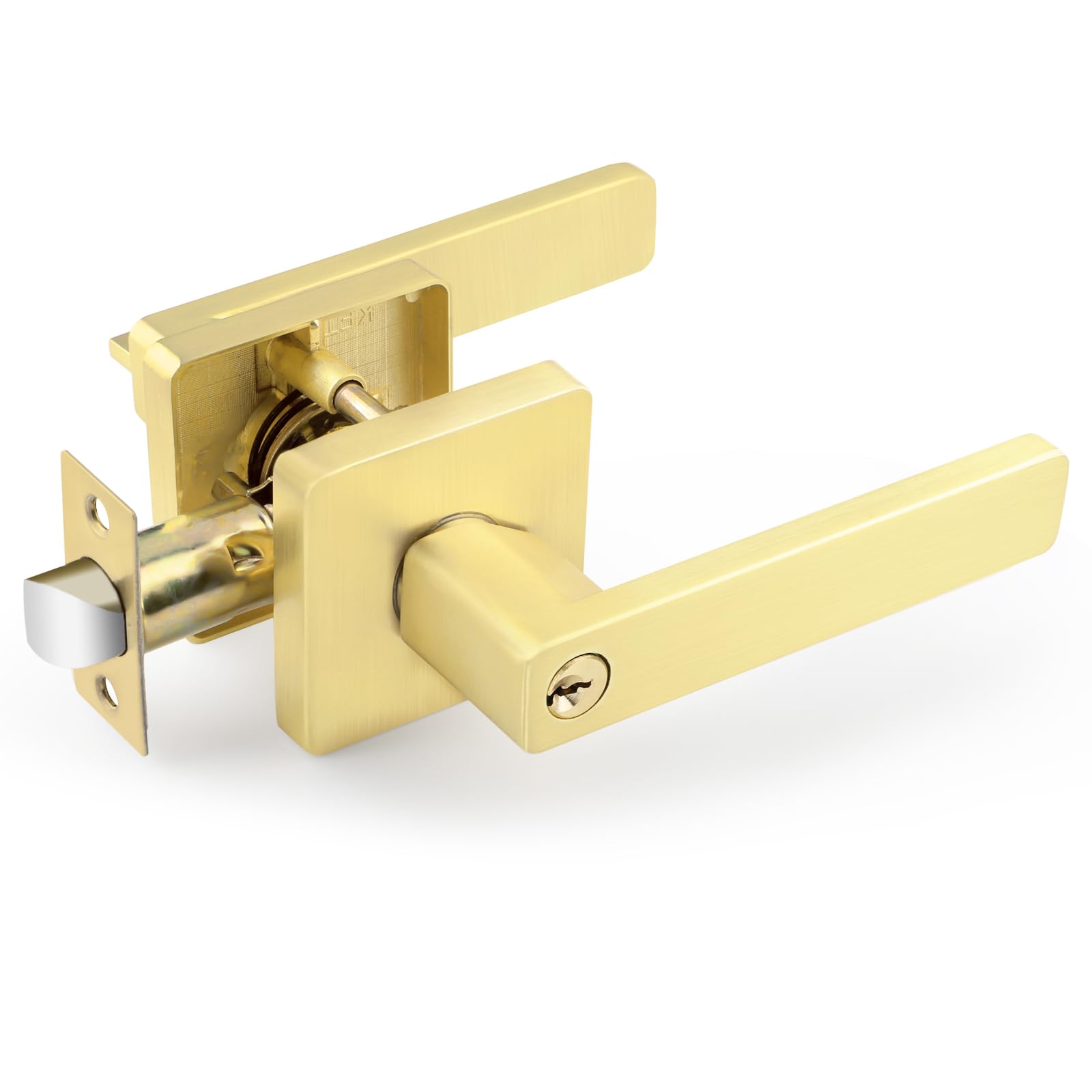 EHOMEWARE 1 Pack Gold Door Handle - Solid Brass Interior Door Lever for Bedroom, Living Room & Entry Doors - Heavy Duty & Durable - Perfect for Home, Office & Commercial Use