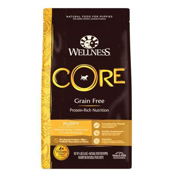 Wellness CORE Grain Free Puppy Formula Dry Dog Food - Natural High Protein Puppy Food for Small & Large Breeds (5lb, 12lb, 24lb) - Supports Healthy Growth & Digestion for Active Puppies at Home or Outdoor Adventures