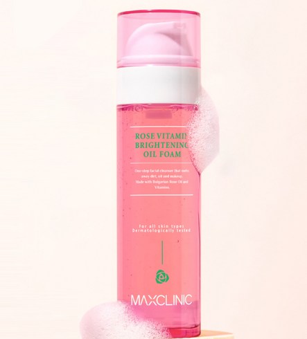 MAXCLINIC Rose Vitamin Brightening Oil Cleansing Foam 110g - Gentle Face Wash for Glowing Skin, Hydrating & Brightening Facial Cleanser - Perfect for Daily Skincare Routine & Makeup Removal