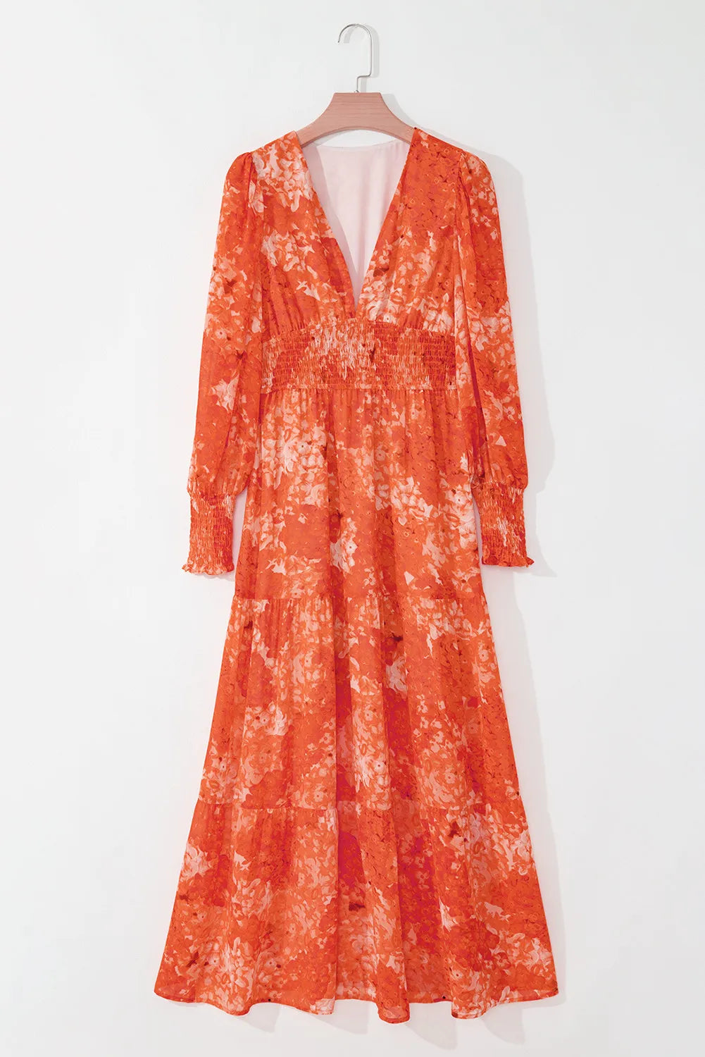 Stylish Orange Beach Maxi Dress with Long Sleeves - Perfect for Summer Vacations, Seaside Weddings & Boho Fashion