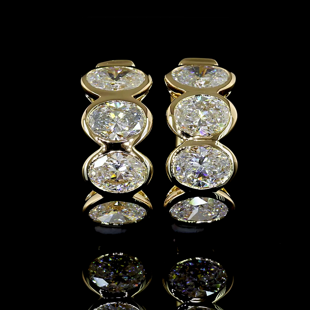 2.06 Carat Lab-Grown Oval E VS Diamond 14K Yellow Gold Huggie Earrings for Women - Perfect for Weddings, Parties & Everyday Elegance