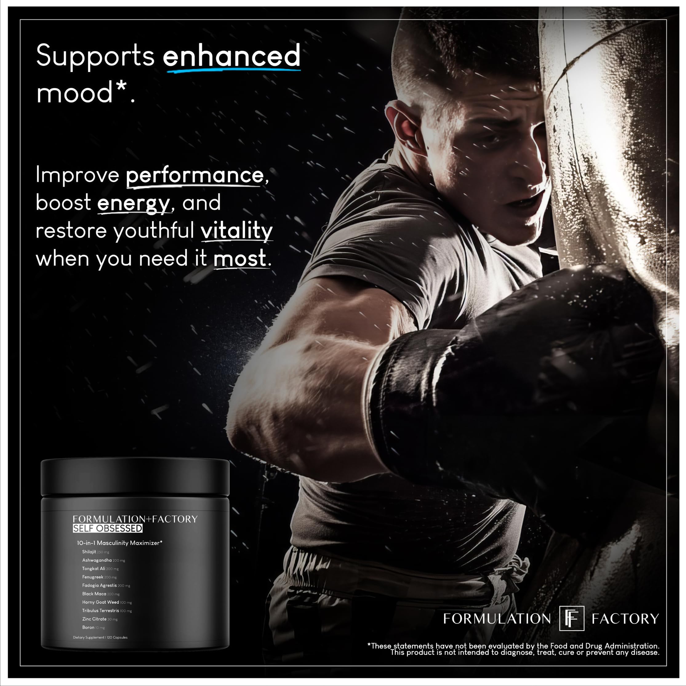 10-in-1 Men's Health Supplement with Shilajit, Tongkat Ali & Ashwagandha - Testosterone Booster, Muscle Growth, Energy & Strength Enhancer - 30-Day Supply - Perfect for Gym Performance & Post-Workout Recovery