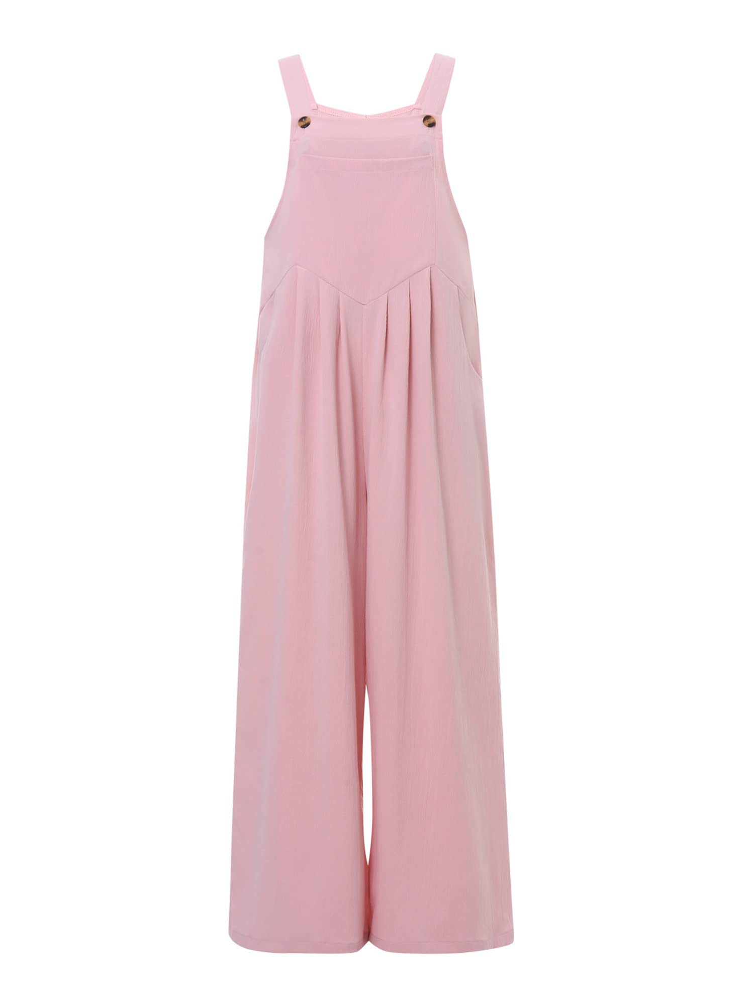 Kaipiclos Women's Baggy Overalls - Plus Size Wide Leg Jumpsuit, Solid Color Loose Linen Suspender Overalls with Pockets | Casual Summer Outfit for Streetwear, Travel & Boho Fashion